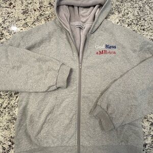 God Bless America Zip-Up Hoodie with Soft Plush Interior XL Men‎
